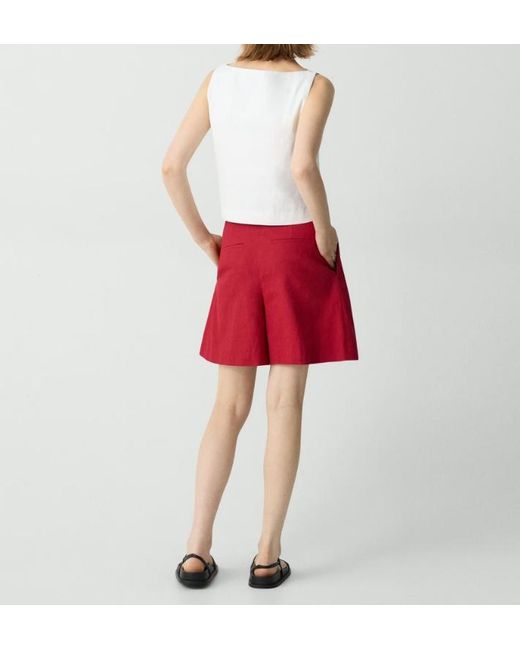 Theory Red Pleated Front Shorts