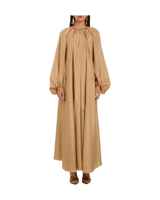 Zimmermann Natural Round Neck Cutout Dress