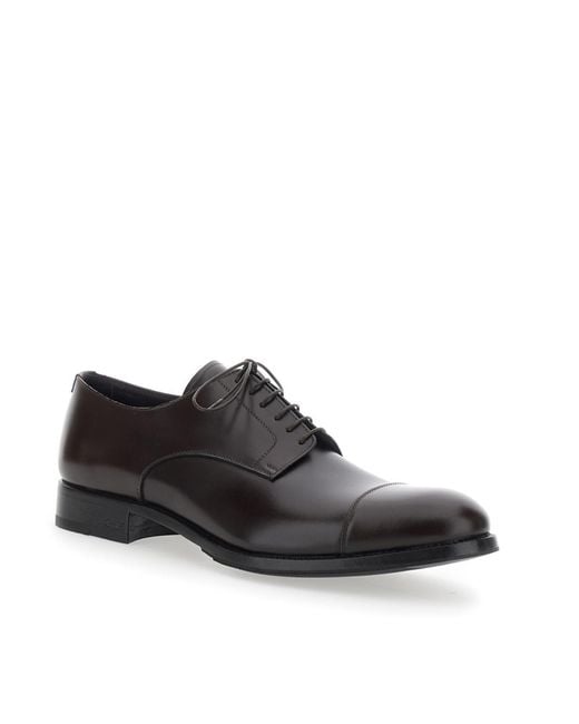 Lidfort Black Antick Cap-Toe Derby Shoes for men