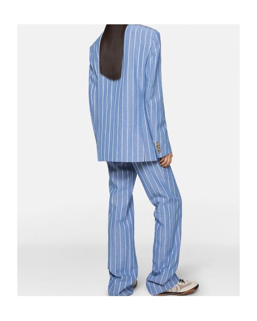 Stella McCartney Blue Striped Single-Breasted Blazer
