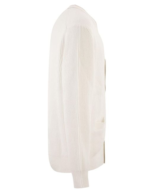 Boss White Boss Ribbed Contrast Trim Cardigan for men