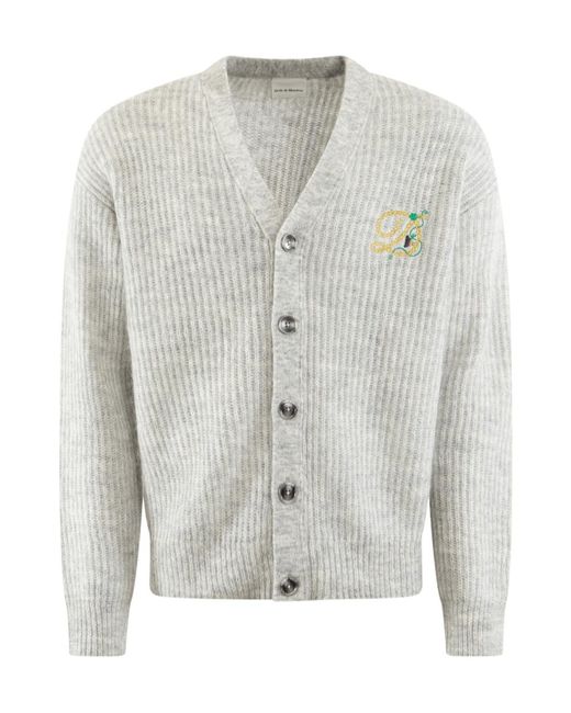 Drole de Monsieur Gray Long-Sleeved Knitted Cardigan for men