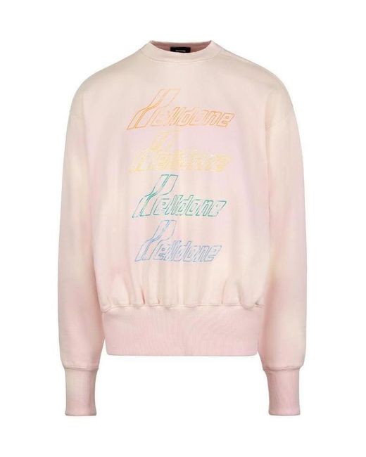 we11done Pink Logo Sports Sweater for men
