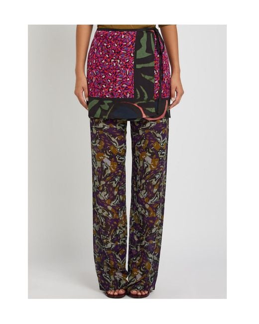 Dries Van Noten Red Gabrinas Printed Satin Mini Wrap Skirt