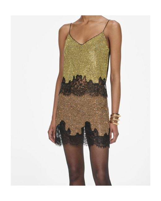 Self-Portrait Green Embellished Lace Trim Top