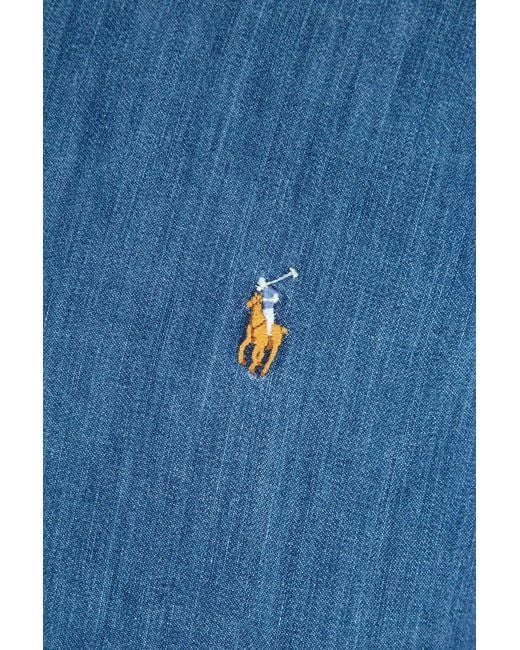 Ralph Lauren Blue Polo Logo Embroidered Denim Shirt for men