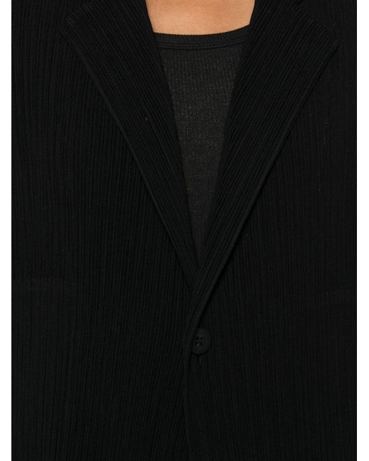 Issey Miyake Black Single Breasted Pleated Jacket