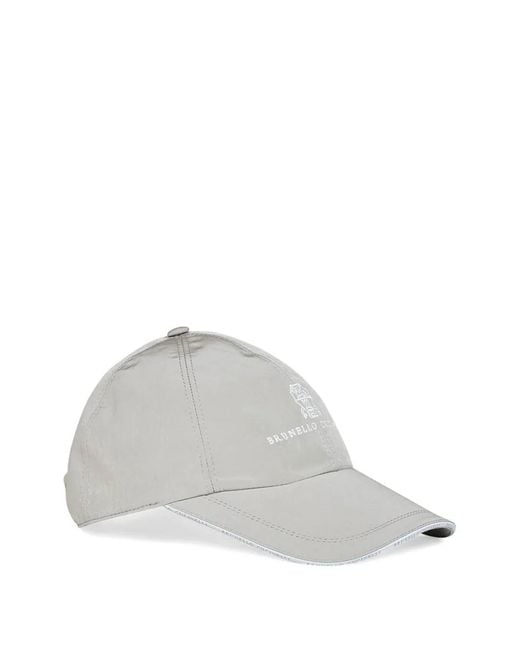 Brunello Cucinelli Gray Logo Embroidered Baseball Cap for men