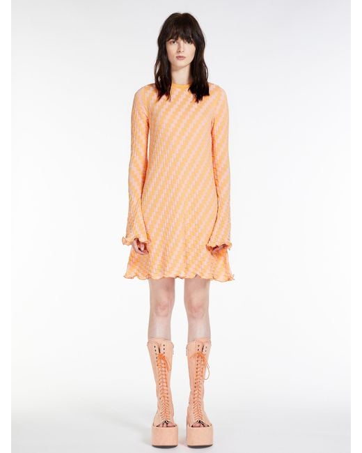 Sportmax Orange Long-Sleeved Cotton Dress