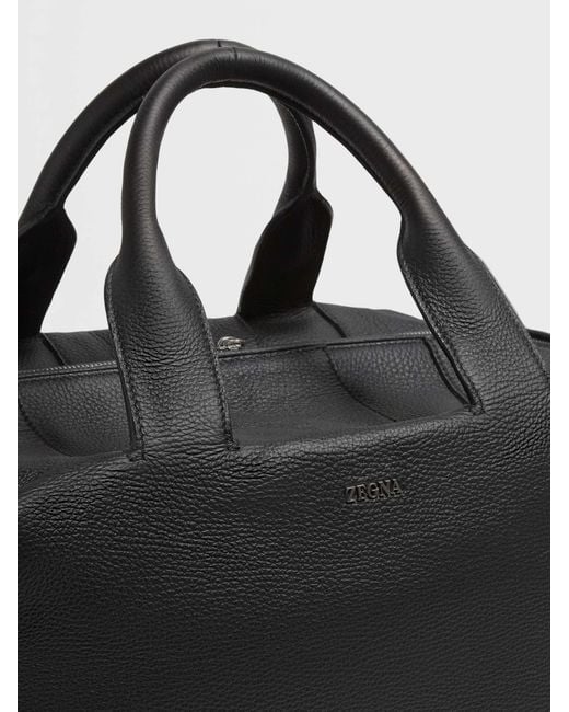 Zegna Black Raglan Deerskin Holdall for men