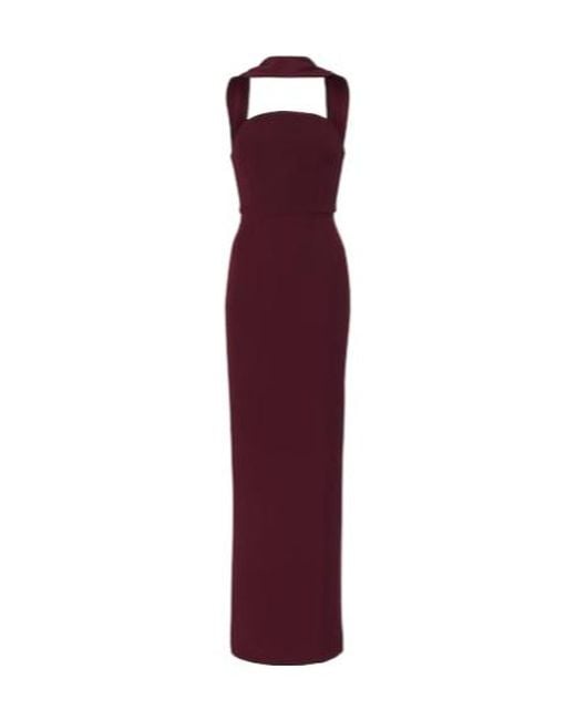 Roland Mouret Purple Scarf-Detail Bustier Gown