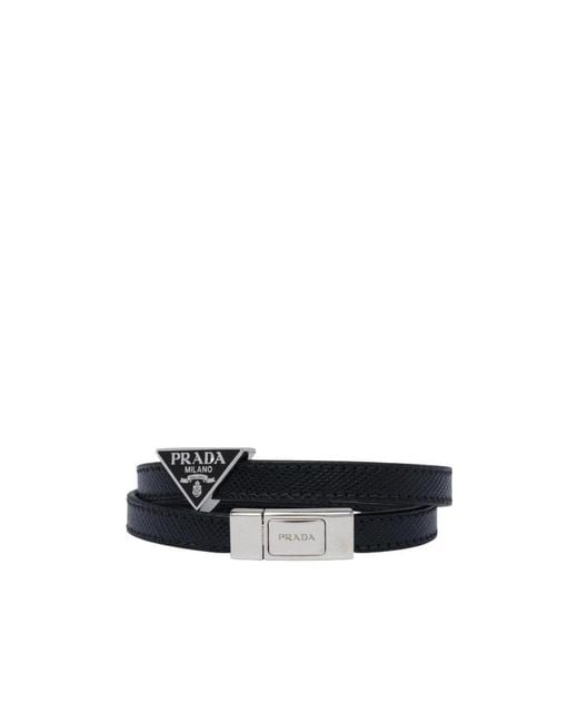Prada White Logo Plaque Bracelet for men