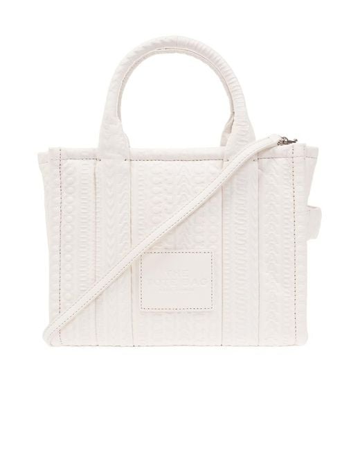 Marc Jacobs White Monogram Debossed Small Tote Bag