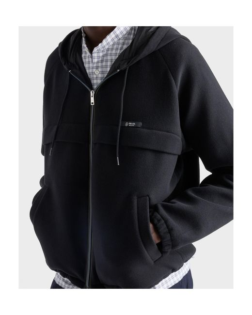 Prada Blue Zipped Hooded Jacket for men
