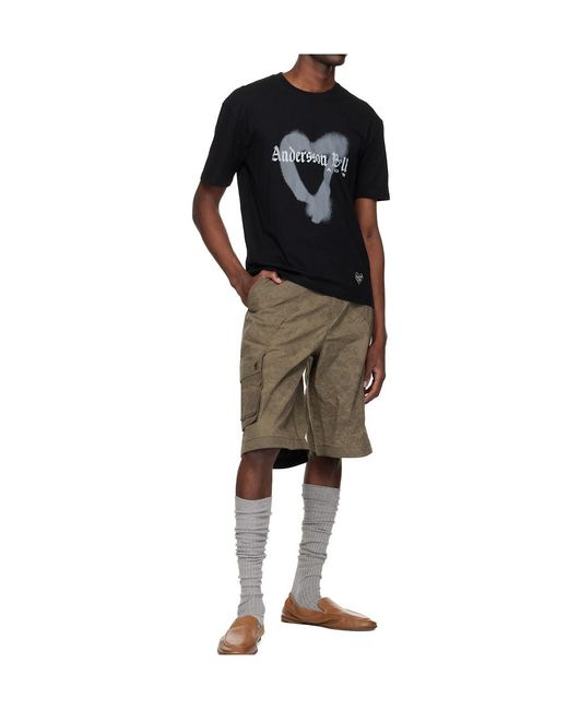 ANDERSSON BELL Black Heart-Patterned T-Shirt for men