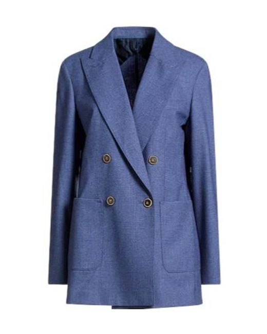 Max Mara Blue Minimalist Doublebreasted Blazer Jacket