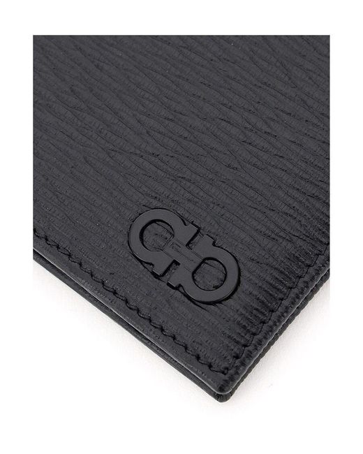 Ferragamo Black Ferragamo Gancini Bi-Fold Wallet for men