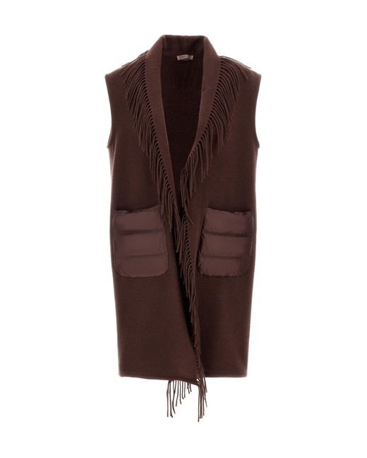 Herno Brown Fringe Vest Casual Jacket