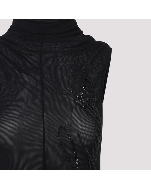 Jean Paul Gaultier Black Sequin-Embellished Mesh Maxi Dress