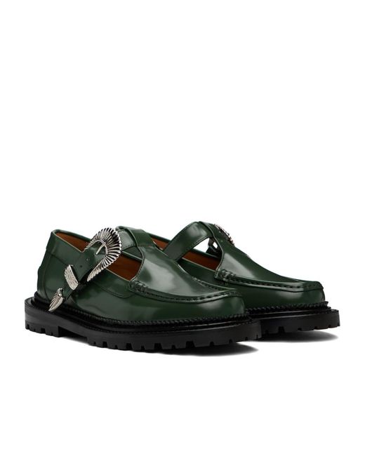 Toga Virilis Green Buckle Loafers for men