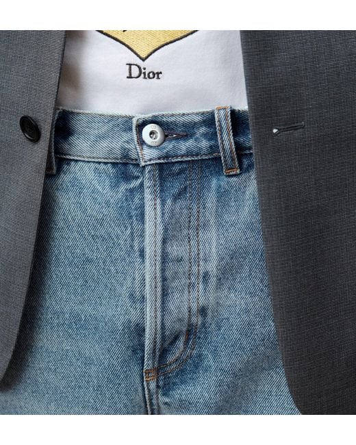 Dior Blue Patchwork Straight-Leg Jeans for men