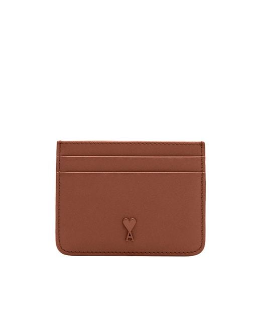 AMI Brown Ami Ami De Coeur Card Holder for men