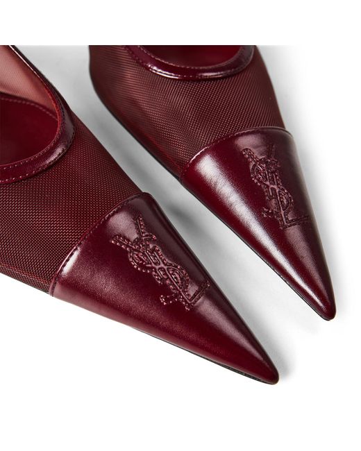 Saint Laurent Brown Meshpanel Slingback Heels