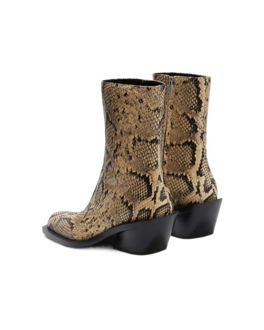 Jil Sander Brown Embossed Ankle Boots