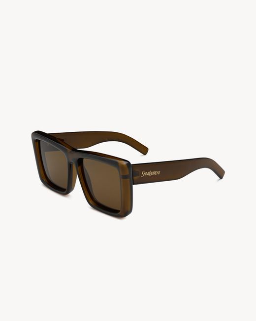Saint Laurent Multicolor Sl 900 Howl Khaki Rectangle Sunglasses