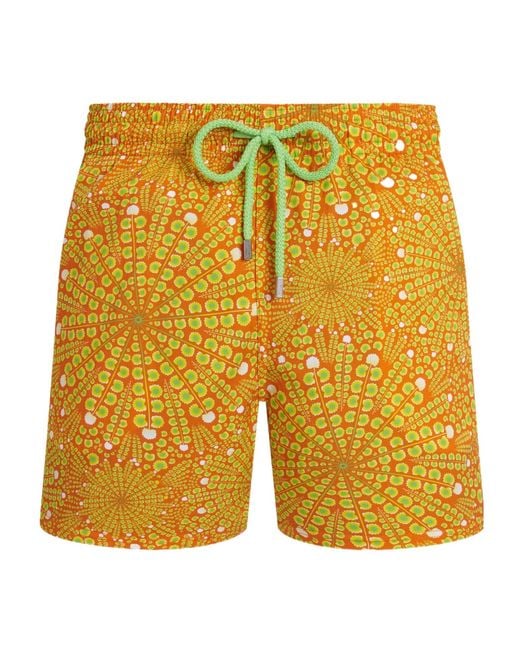 Vilebrequin Yellow Mosaic Urchin Drawstring Swim Shorts for men