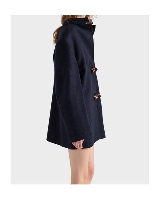 Prada Blue Shetland Wool Jacket With Jewel Buttons