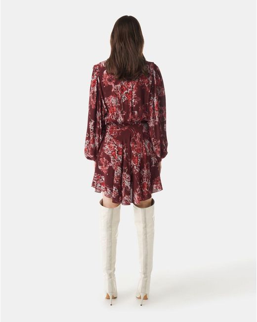 IRO Red Azula Printed V-Neck Dress