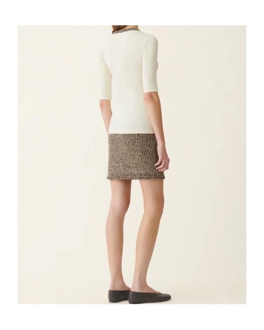 Fabiana Filippi Natural Neckline Embellished Top