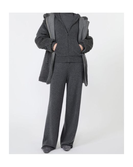Max Mara Gray Wide Cashmere Yarn Trousers