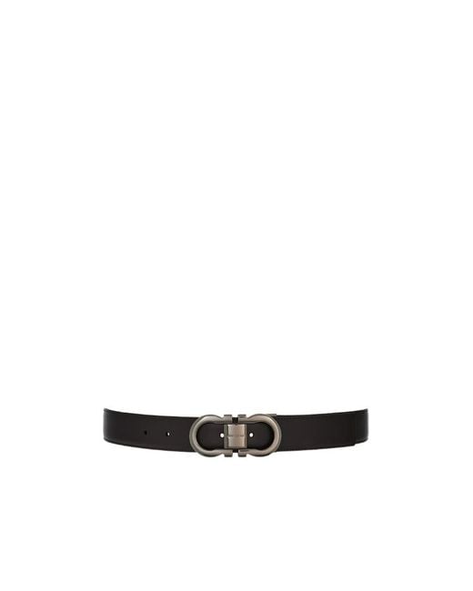 Ferragamo White Ferragamo Gancini Buckled Reversible Belt for men