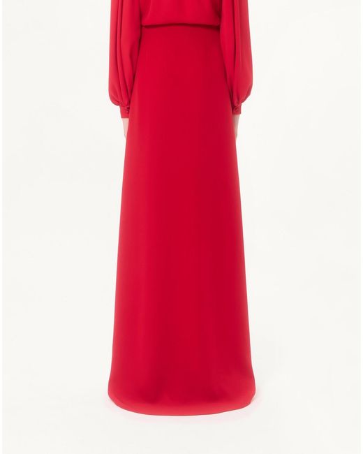 Valentino Red Side-Slit Midi Skirt