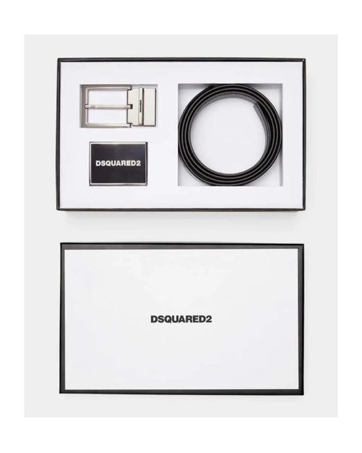 DSquared² Black Logo Plaque Buckle Belt for men