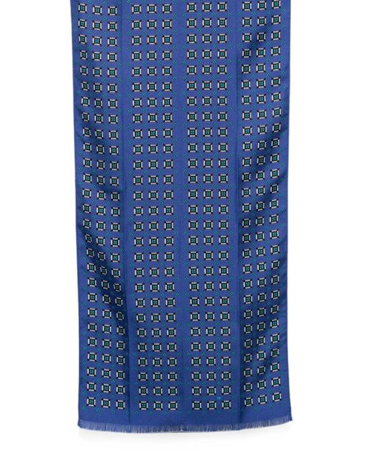 Tom Ford Blue Silk Scarf With All-Over Pattern for men
