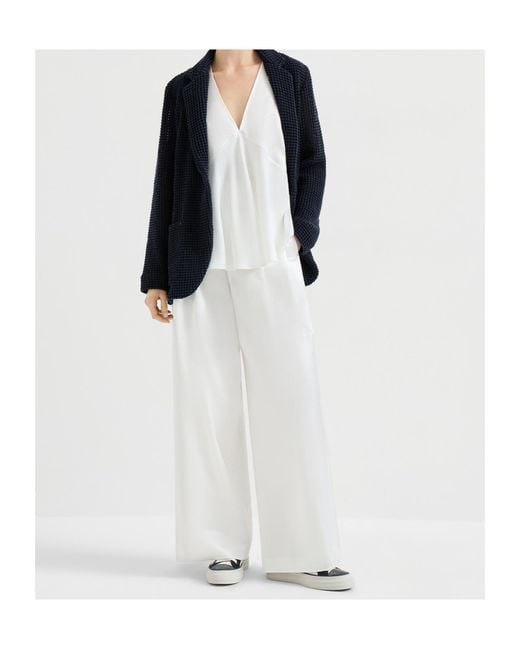 Brunello Cucinelli White Pleated Palazxzo Pants
