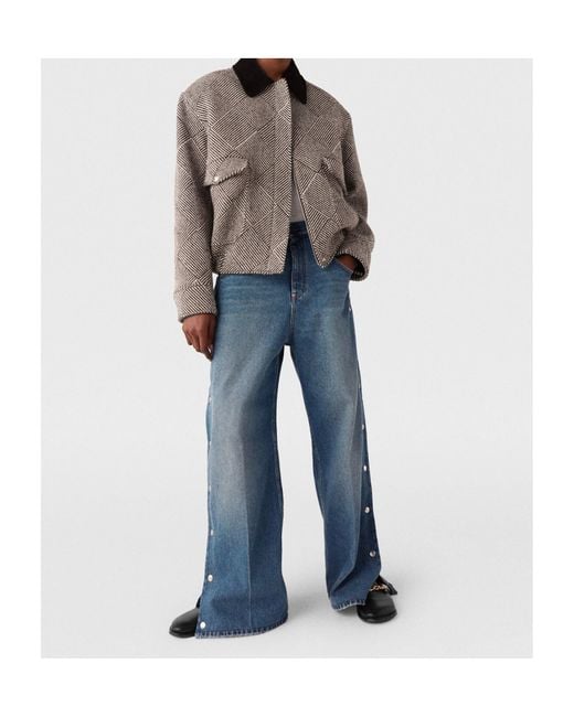 Stella McCartney Blue Popper-Studded Bootcut Denim Jeans