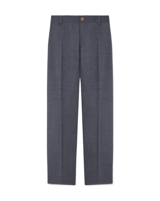 Versace Blue Micro-Checked Wool Trousers for men