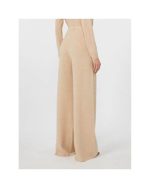 Max Mara Natural Judy Wide Leg Knitted Trousers