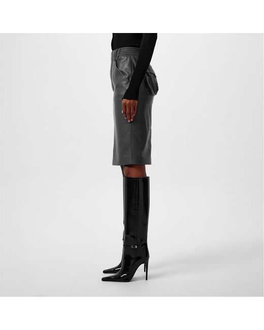 Saint Laurent Gray Large Pocket Pencil Skirt