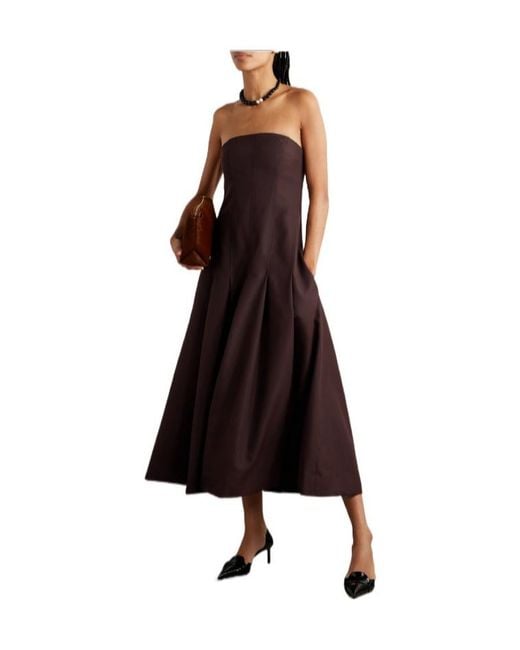 Kallmeyer Purple Pleated Wool-Blend Twill Midi Dress