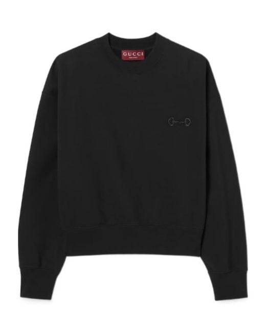 Gucci Black Horsebit Embroidered Crewneck Sweatshirt