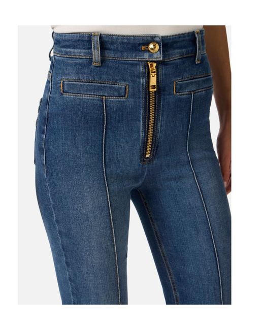 Elisabetta Franchi Blue Zip Boot-Cut Jeans