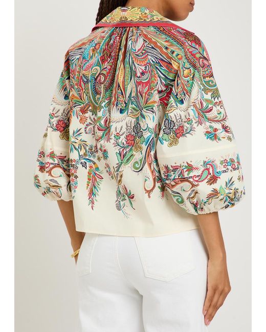 Etro Multicolor Open-Collar Printed Top