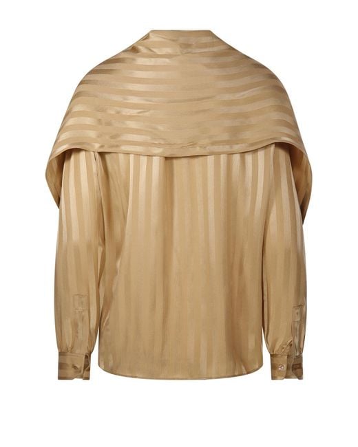 Saint Laurent Brown Striped Bow-Tie Shirt