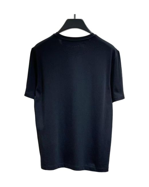 Stefano Ricci Blue Short-Sleeved T-Shirt for men