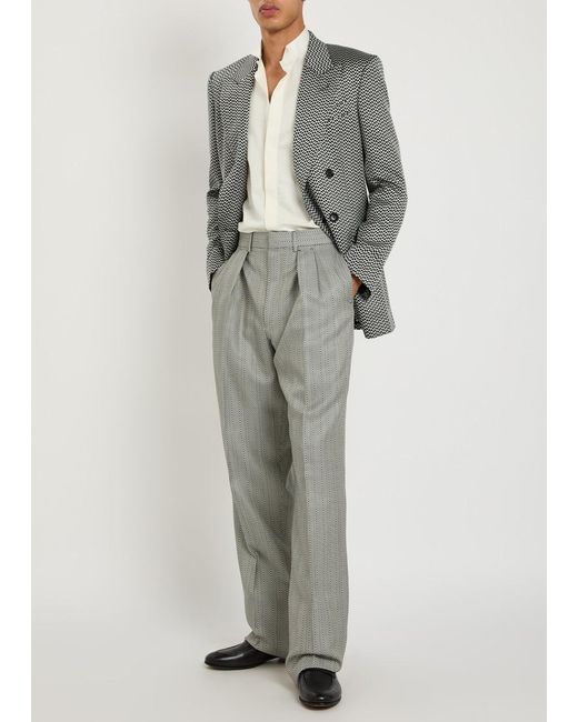Tom Ford Gray Tapered-Leg Silk Trousers for men